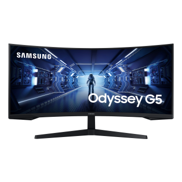 ECRAN 34'' SAMSUNG LC34G55TWWP Gaming ODYSSEY G5 VA UWQHD 3440x1440 Incurvé 1000R 165Hz 250cd/m² 1ms 1xHDMI 1xDisplayPort Pied Ajustable en Inclinaison