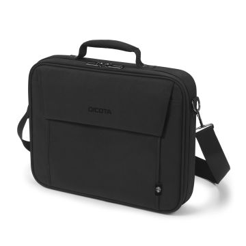 DICOTA Sacoche Ecologique MULTI BASE Noir pour PC portable 15"-17.3" Légère Polyester cadre métal et plusieurs compartiments Garantie a vie  D30447-RPET