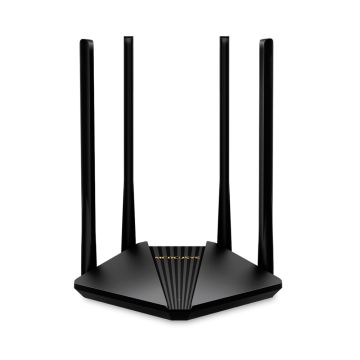 Routeur Wi-Fi Dual-Band AC1200 Vitesse 300 Mbps (2,4 GHz) + 867 Mbps (5 GHz) 4 antennes externes fixes 2 ports LAN Gigabit 1 port WAN Gigabit Couleur Noir
