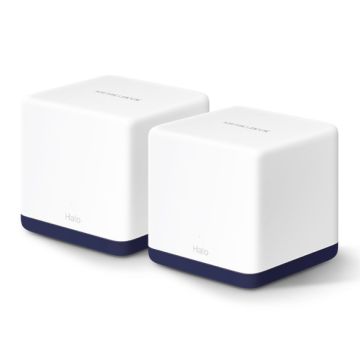 Système Wi-Fi (lot de 2 packs) Mesh AC1900 pour Toute la Maison Vitesse 600 Mbps (2,4 GHz) + 1300 Mbps (5 GHz) 3 ports Gigabit 3 antennes internes Couleur Blanc