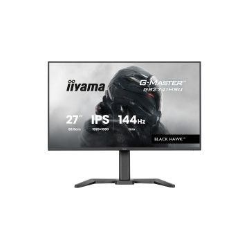 Ecran IIYAMA 27'' 1ms G-Master Black Hawk Noir IPS 1920x1080 16:9 144Hz 350cd/m² 1500:1 HDMI DisplayPort 2xUSB 2xHPs 15cm pied réglable hauteur GB2741HSU-B1