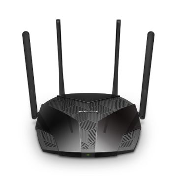 Routeur WiFi 6 Dual-Band AX3000 Noir Vitesse 574 Mbps (2,4 GHz) + 2402 Mbps (5 GHz) + Antennes externes fixes 3 ports LAN Gigabit 1 port WAN Gigabit