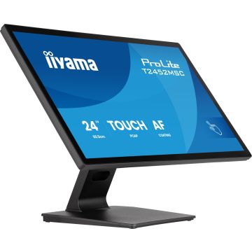 Ecran IIYAMA 24 Noir Tactile PCAP+ DeepContrast 10pts IPS verre bord a bord 1920x1080 5ms 120Hz 360cd/m² HDMI DisplayPort 2xUSB  Haut-parleurs T2452MSC-B2"