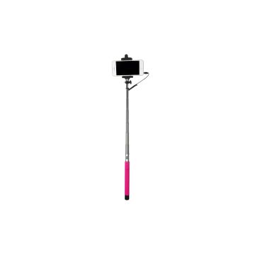 Bras Selfie fushia longueur: 22.5 à 100.5cm compatible IOS 4.0 / Android 3.0 Connexion port Jack / bouton phot