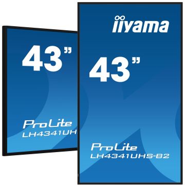 IIYAMA LFD 43 dalle IPS 4K UHD 3840x2160 16:9 24/7 VGA 3xHDMI USB HPs 500cd/m² 8ms VESA 200x200 Paysage/portrait, Media Player LH4341UHS-B2