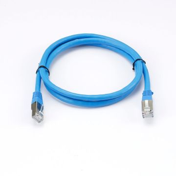 Câble RJ45 Male/Male droit CAT6A S/FTP - Longueur 1M - Bleu - en sachet