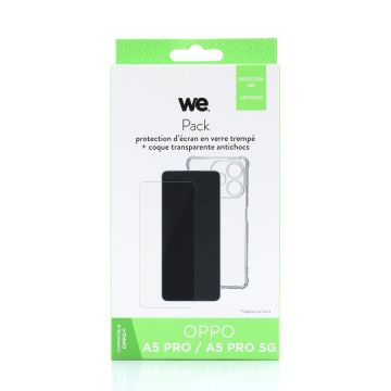WE PACK verre trempé et coque de protection transparente OPPO A5 PRO / A5 PRO 5G