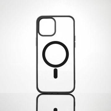 We Coque de protection RUBBER APPLE IPHONE 12 PRO MAX - Dos transparentcontour mat noir - Compatible MAGSAFE