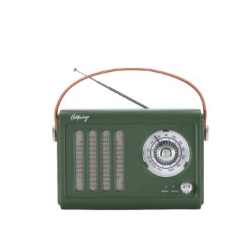 Enceinte/Radio rétro HALTERREGO style vintage, RMS 5W, Bluetooth, Radio FM, lecteur USB, Aux IN, Batterie rechargeable, vert