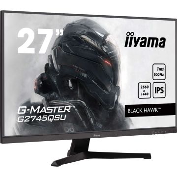 Ecran IIYAMA 27'' G-Master Black Hawk IPS 2560x1440 16:9 1ms 100Hz 300cd/m² 1300:1 FreeSync HPs HDMI DisplayPort 2xUSB HUB (3.2) Black Tuner G2745QSU-B2