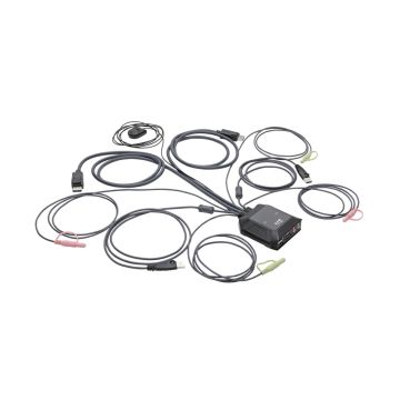 Eaton - Commutateur KVM 2 ports DisplayPort 1.1/USB avec audio/ vidéo, câbles intégrés partage de périphériques USB.