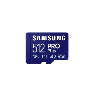 CARTE MEMOIRE SAMSUNG 512G MICRO SD PRO PLUS 2023 avec adaptateur SD 4K classe 10 Lecture 180 Mo/s Ecriture 130 Mo/s MB-MD512SA/E