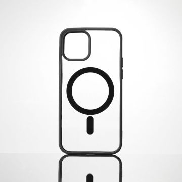 We Coque de protection RUBBER APPLE IPHONE 12/12 PRO - Dos transparentcontour mat noir - Compatible MAGSAFE