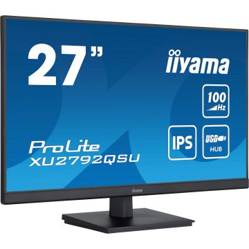 Ecran IIYAMA 27 dalle IPS ULTRA MINCE 2560x1440 0.4ms 100Hz 250 cd/m² HDMI DisplayPort USB HUB (4x3.0) HPs TCO VESA 100x100 XU2792QSU-B6