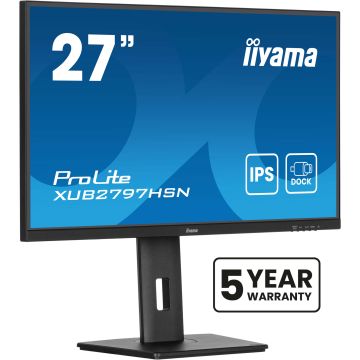 Ecran IIYAMA 27'' Ultra mince Noir IPS 1920x1080 100Hz 1ms 300 cd/m² 1xHDMI 1xDP 1xUSB-C 1xUSB-C dock 3xUSB-HUB 3.2 15cm pied réglable + Pivot TCO XUB2797HSN-B2