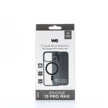 We Coque de protection RUBBER APPLE IPHONE 13 PRO MAX - Dos transparentcontour mat noir - Compatible MAGSAFE