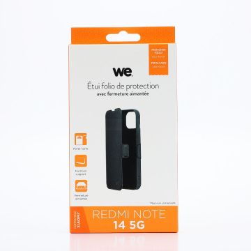 WE Etui folio FERMETURE AIMANTEE XIAOMI REDMI NOTE 14 5G noir