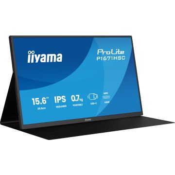 ECRAN portable IIYAMA 16"  IPS 16:9 1920x1080 8ms 250 cd/m² 1000:1 Haut-parleurs mini HDMI  2xUSB-C 15W)  housse en cuir Réduction de la fatigue oculair