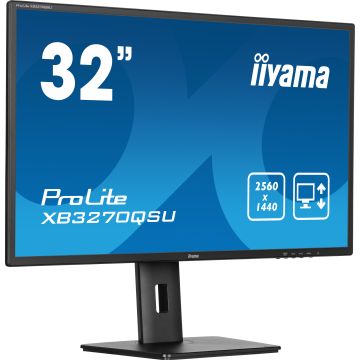 Ecran IIYAMA 31,5 Noir 3ms dalle IPS 2560x1440 100Hz 250 cd/m² 2xHDMI 1xDisplayPort 3xUSB HUB (3.2) HPs VESA 100x100 15cm pied réglable hauteur Pivot