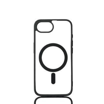 We Coque de protection RUBBER APPLE IPHONE 16E - Dos transparentcontour mat noir - Compatible MAGSAFE