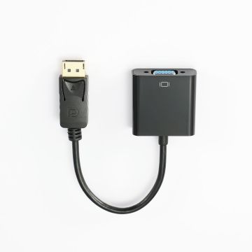 Adaptateur DispayPort Mâle vers VGA Femelle - Connecteur DisplayPort plaqué or - 1080p 60Hz - Câble 0.15m - noir