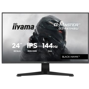 Ecran IIYAMA 23.8'' 1ms G-Master Black Hawk Noir IPS 1920x1080 16:9 144Hz 350cd/m² 1500:1 HDMI DisplayPort 2xUSB HPs 2x2W Black Tuner G2441HSU-B1