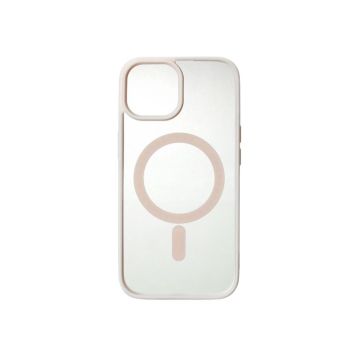 We Coque de protection RUBBER APPLE IPHONE 15 - Dos transparentcontour rose - Compatible MAGSAFE