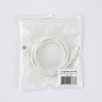 Câble USB-C/USB-C 2.0 Male/Male - 25W - Longueur 1.80M - Blanc - en sachet