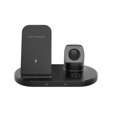 WE Dock de charge Apple 3-en-1 iPhone / AirPods / Apple Watch - Induction 18W max - Câble USB/USB-C et adaptateur USB-C inclus - Noir