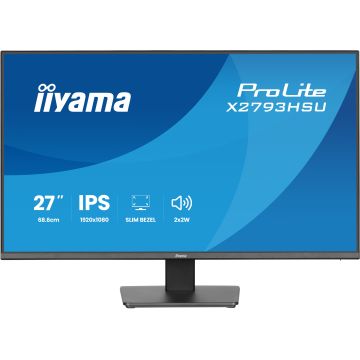 Ecran IIYAMA 27'' Dalle IPS Ultra mince 1920x1080 16:9 1ms 120Hz 350cd/m2 HDMI DisplayPort USB HUB (2x2.0) HPs TCO  X2793HSU-B1