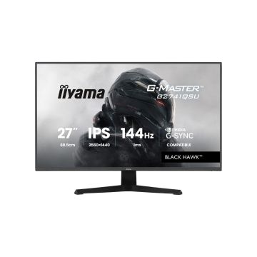Ecran IIYAMA 27'' G-Master Black Hawk IPS Noir 2560x1440 16:9 1ms 144Hz 350cd/m² 1500:1 HPs HDMI DisplayPort 2xUSB HUB G-SYNC compatible Black Tuner G2741QSU-B1