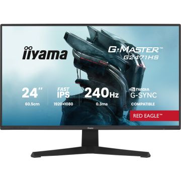 Ecran IIYAMA 23.8'' G-Master Red Eagle Noir 0.3ms Fast IPS 16:9 1920x1080 240Hz 1000:1 350 cd/m² 2xHDMI DisplayPort Haut-parleurs  Black Tuner G-SYNC compatible