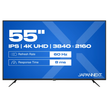 JAPANNEXT JNIPS550UHD60F Ecran LED 55" 4K UHD (3840x2160) à 60Hz IPS 320 cd/m²  1200:1 HDR10  3840x2160  8  HDMI Noir