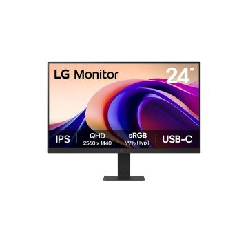 ECRAN LG 24 Noir IPS 16:9 5ms 2560x1440 100Hz 250cd/m2 HDR 10 HDMI USB Type-C Sortie Casque Black Stabilizer Mode Lecture VESA 100x100 Pied inclinable
