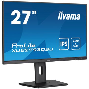 Ecran IIYAMA 27 Ultra mince dalle IPS 16:9 1ms 2560x1440 100Hz 300cd/m² HDMI DisplayPort 2xUSB HUB (3.2) HPs2x2W 15cm pied réglable en hauteur + Pivot TCO