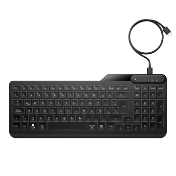 HP-C HP 405 Noir - Clavier filaire - Design plat avec pavé numérique complet, USB-C, Multi-OS, rétroéclairé et silencieux - STB