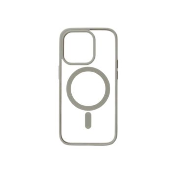 We Coque de protection RUBBER APPLE IPHONE 14 PRO - Dos transparentcontour gris - Compatible MAGSAFE