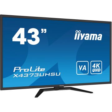 Ecran IIYAMA 43 Noir 4K UHD dalle VA fonction PbP 3840x2160 3ms Displayport 2xHDMI 4xUSB 2 x7W HPs 400cdm² X4373UHSU-B1