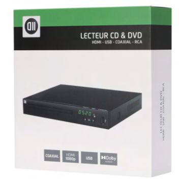Lecteur D2 CD & DVD HDMI - Connecteurs : HDMI / COAXIAL / USB / RCA, USB 2.0 - télécommande incluse - Compatible multi-formats audio et vidéo - noir