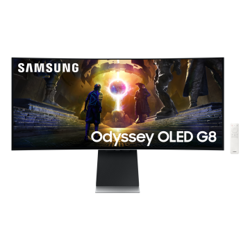 Ecran 34'' Samsung Gaming Odyssey OLED G8-G85SD Incurvé 1800R 175Hz 0,03ms 3440x1440 250cd/m² 2xUSB 3.0 DP Pied réglable hauteur inclinable orientable Smart TV