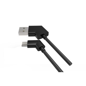 Câble USB/USB-C pivotant possibilité de mettre droit ou coudé des 2 côtés - noir 1M