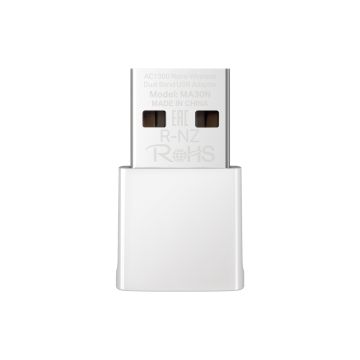 Adaptateur USB double bande sans fil nano AC1300N VITESSE  400 Mbps à 2,4 GHz + 867 Mbps à 5 GHz Antennes internes USB 2.0