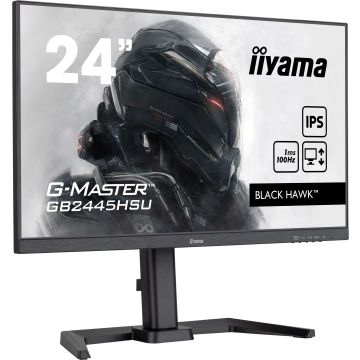Ecran IIYAMA 24'' G-Master Black Hawk IPS 1920x1080 1ms 300cd/m² 100Hz HDMI DisplayPort USB HUB 2x2.0 HPs FreeSync 15cm pied réglable en hauteur Black Tuner