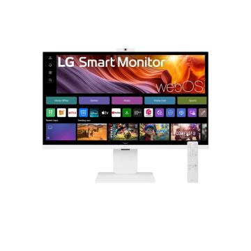 ECRAN LG SMART Monitor 32 Blanc IPS 16:9 5ms 3840x2160 60Hz 400cd/m2 HDR 10 HPs HDMI USB-C Télécommande et caméra POGO Pied inclinable réglab haut et pivot