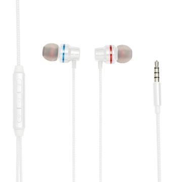 Ecouteurs WE filaire, intra, jack 3.5mm avec boîtier de contrôle et micro intégré au câble, blanc