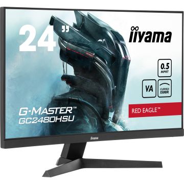 Ecran IIYAMA 23.6'' G-Master Red eagle Noir incurvé 1500R VA 1920x1080 0.5ms 300cd/m² 180Hz 3000:1 2xHDMI DisplayPort USB (2x2.0) haut parleurs Black Tuner