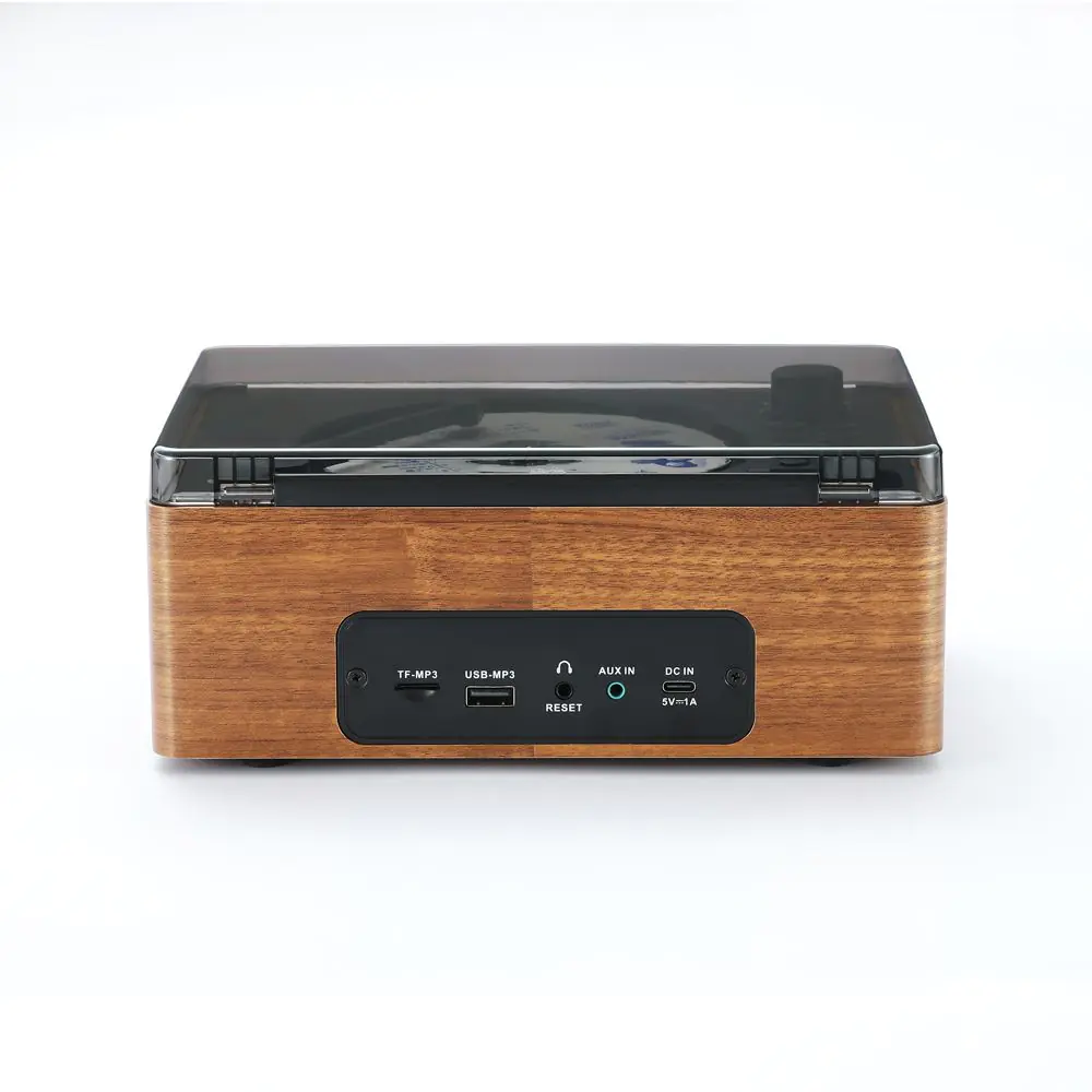 Lecteur CD HALTERREGO, radio FM, bluetooth, rechargeable, style rétro, bois fonc - 0-HALRADCDBF
