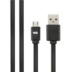 Câble USB/micro USB plat 2m noir - connecteurs réversibles