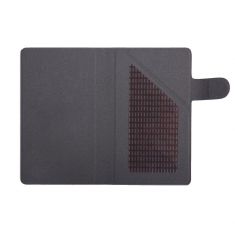 Etui universel colle magique noir effet peau de pêche/coin pliable taille M pour smartphones max 5" i6/S4/S5/A5/S6/S6 edge