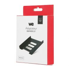 Adaptateur WE pour 1 disque dur SSD/HDD 2.5'' en baie 3.5'' + 1 câble S-ata + 1 câble d'alimentation, en metal, noir